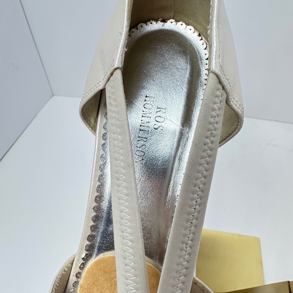 Vintage Ros Hommerson Champagne Pearl Leather T-Strap Block Heel pumps 9.5M - Picture 3 of 8